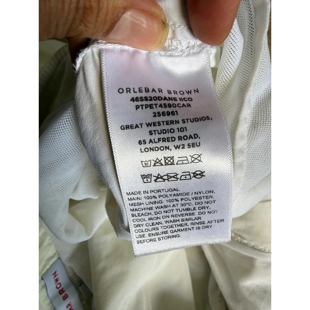 Orlebar Brown Dane II Mens Swim Shorts Off White Adjustable Side Fasteners 38